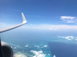 airplane above Turks and Caicos