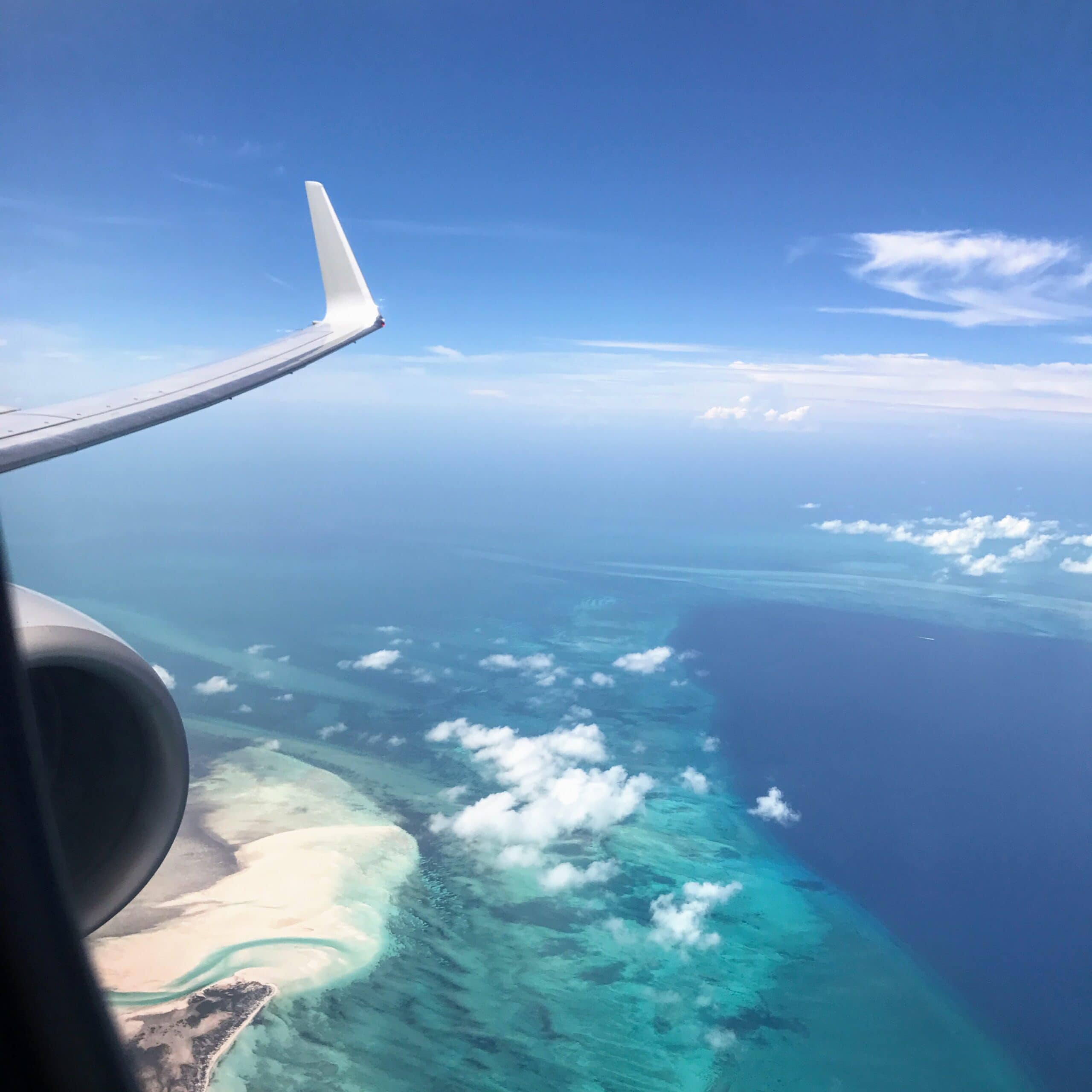 airplane above Turks and Caicos