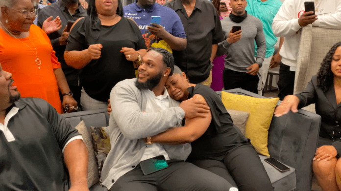 Kennedale football Baron Browning with Mom