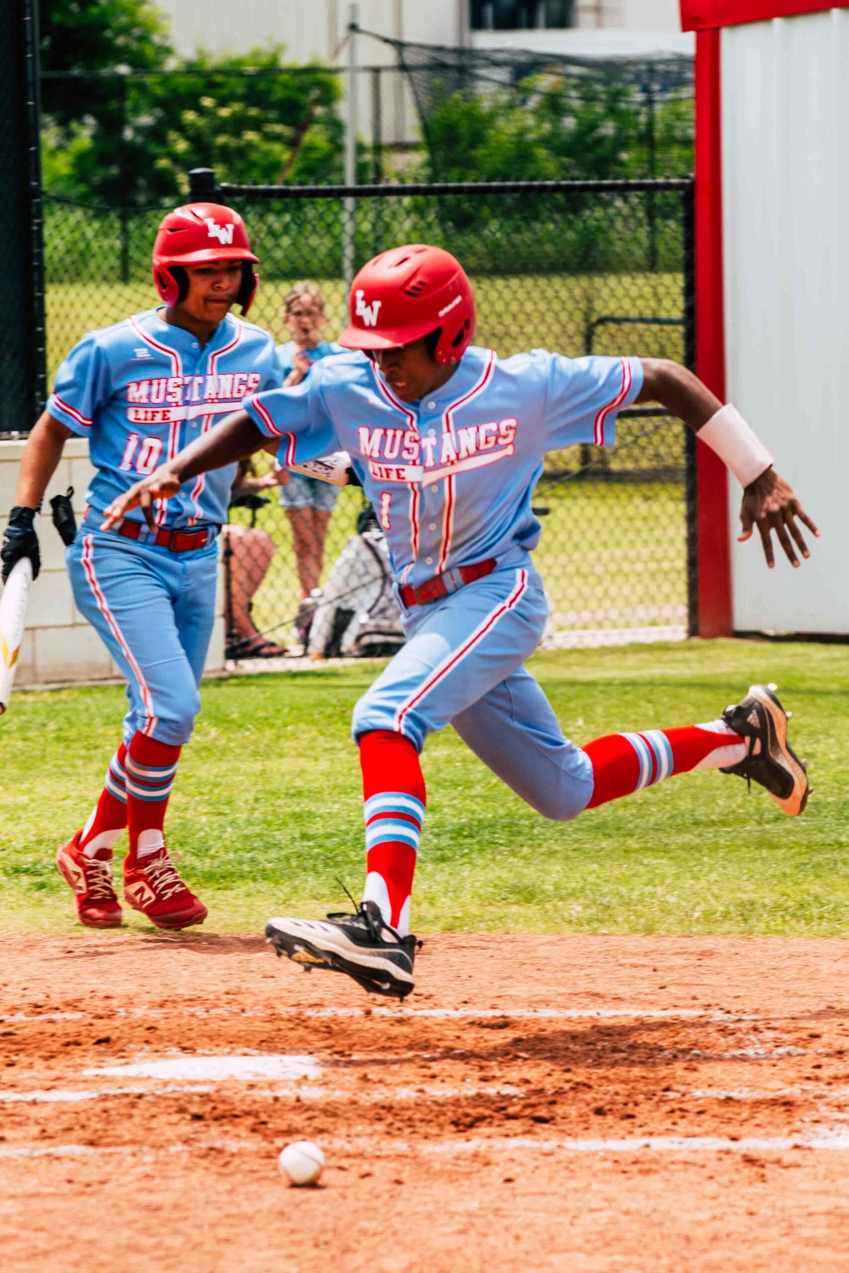 Baseball player running midstride