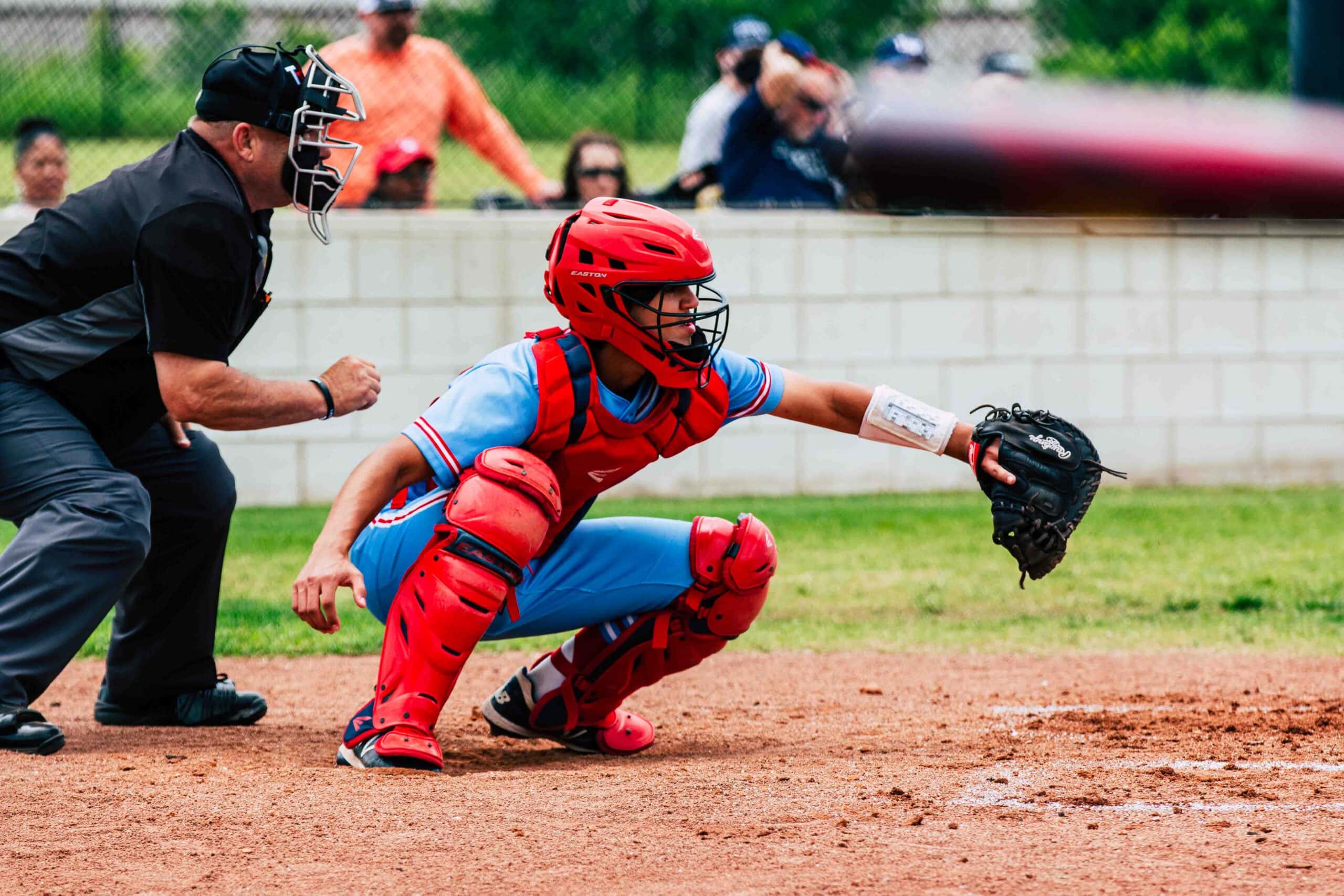 Baseball catcher over homeplate