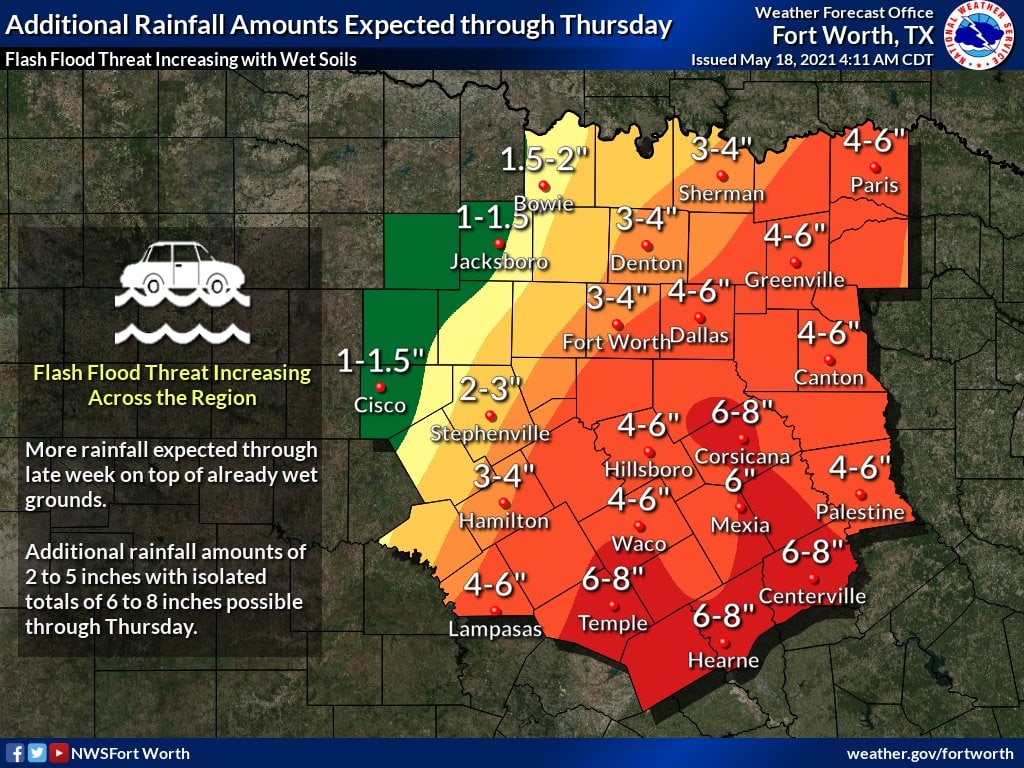 Rain total forecast for May 18