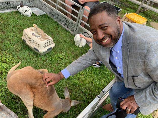 Andre Byrd with kangaroo