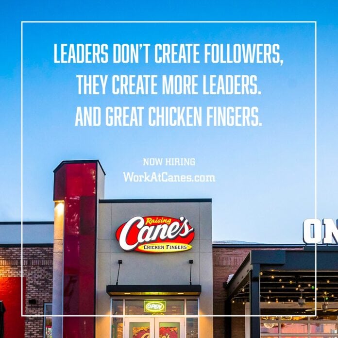 Raising Cane's building with text