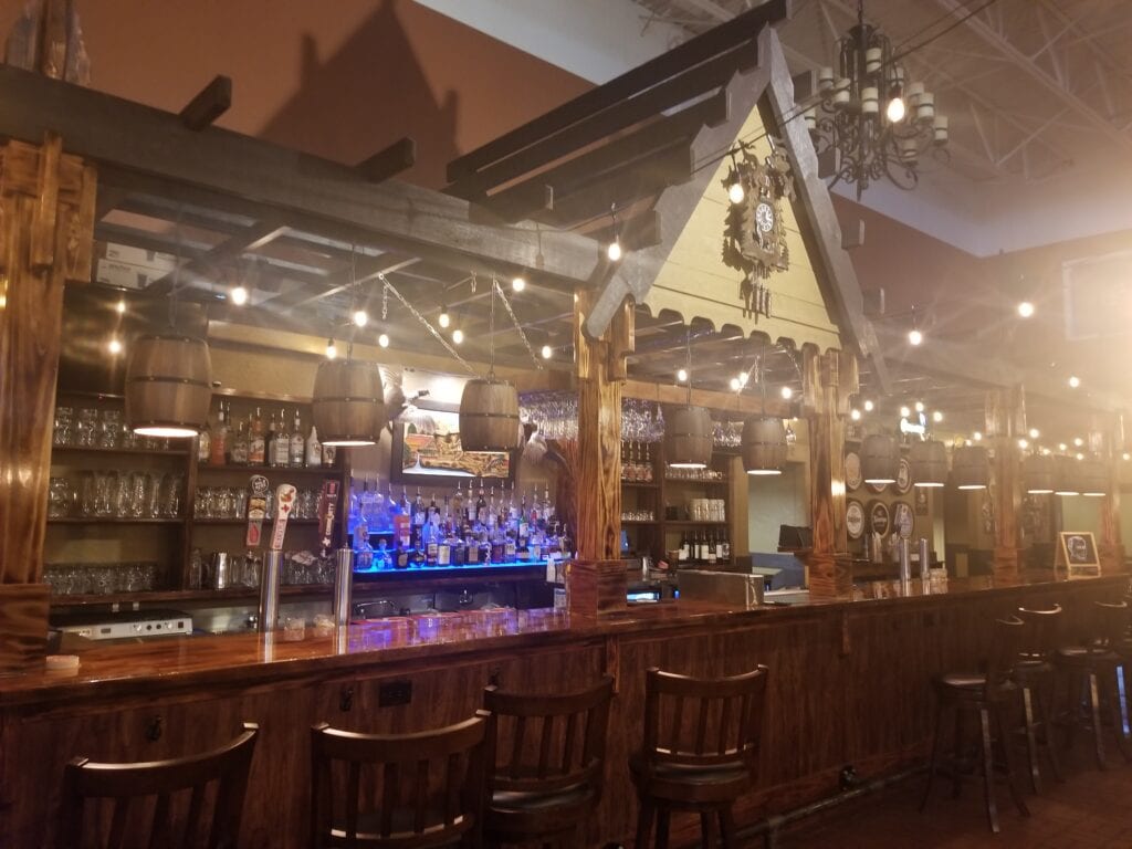 bar with barstools