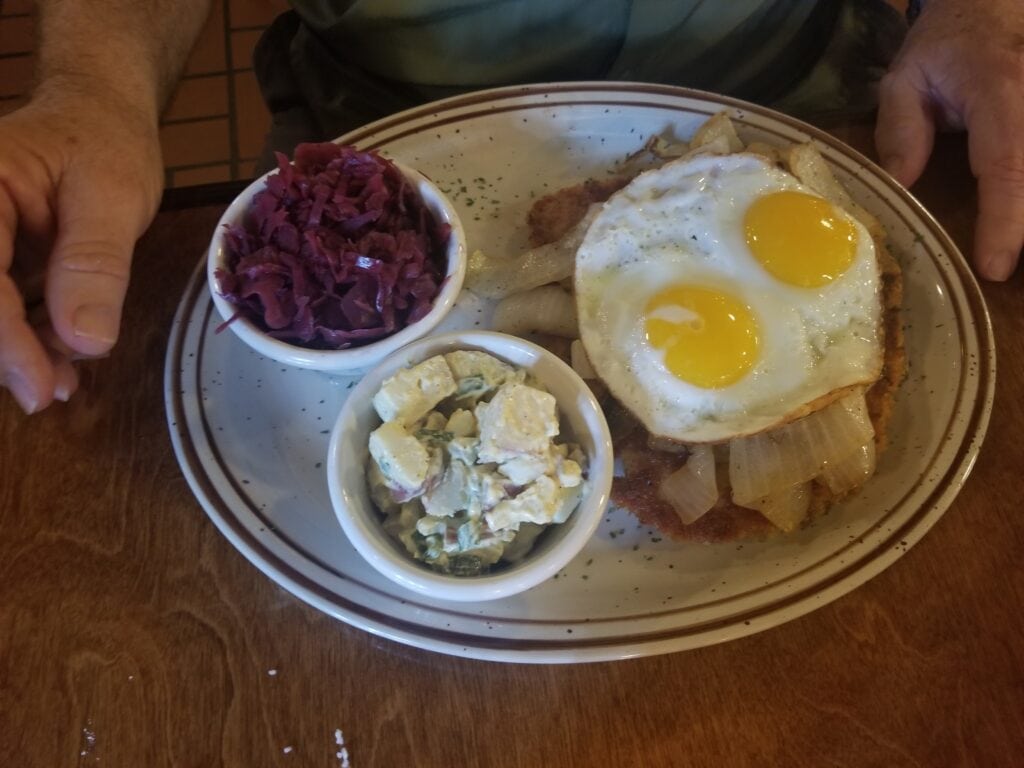 eggs potato salad on plate