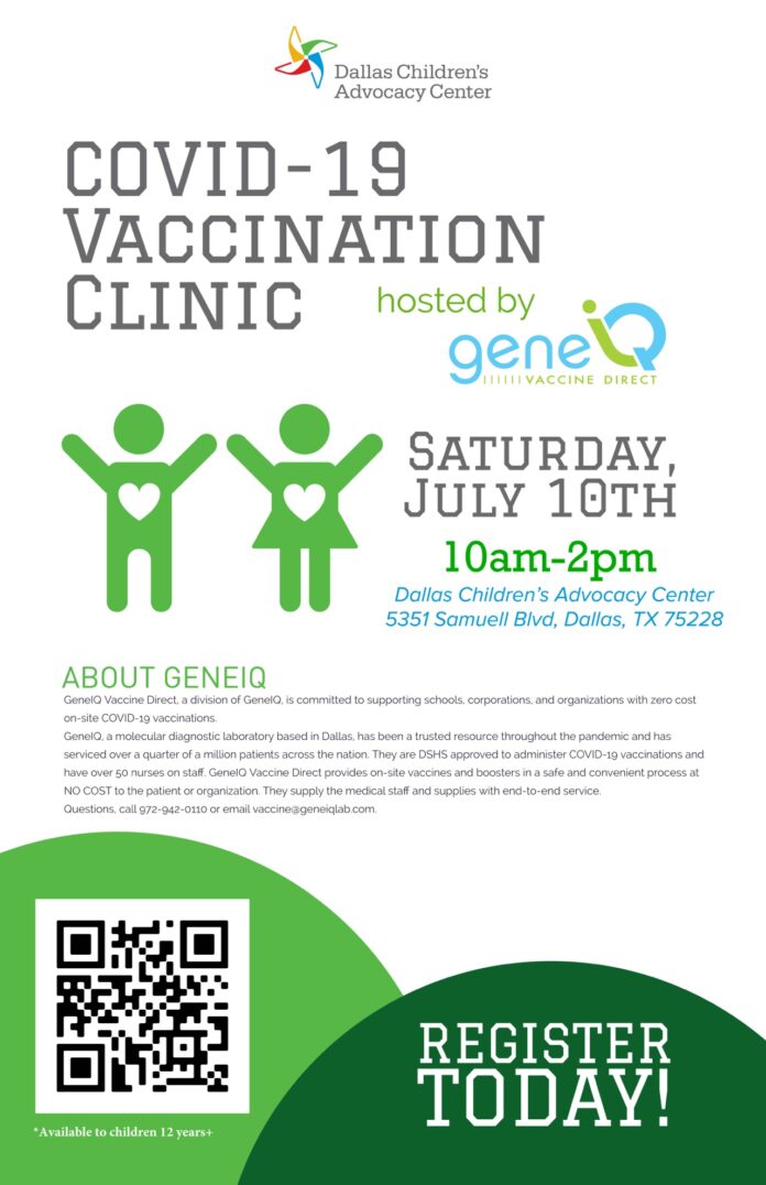 Dallas Children's Advocacy Center offers free Covid vaccinations July 10