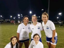 girls in soccer uniforms