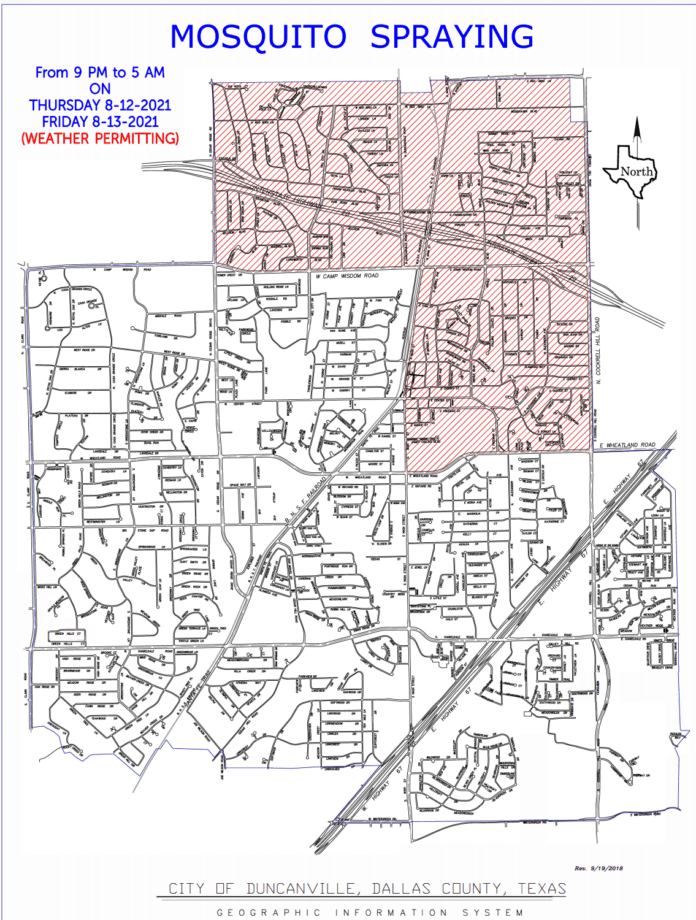 Duncanville mosquito spraying map