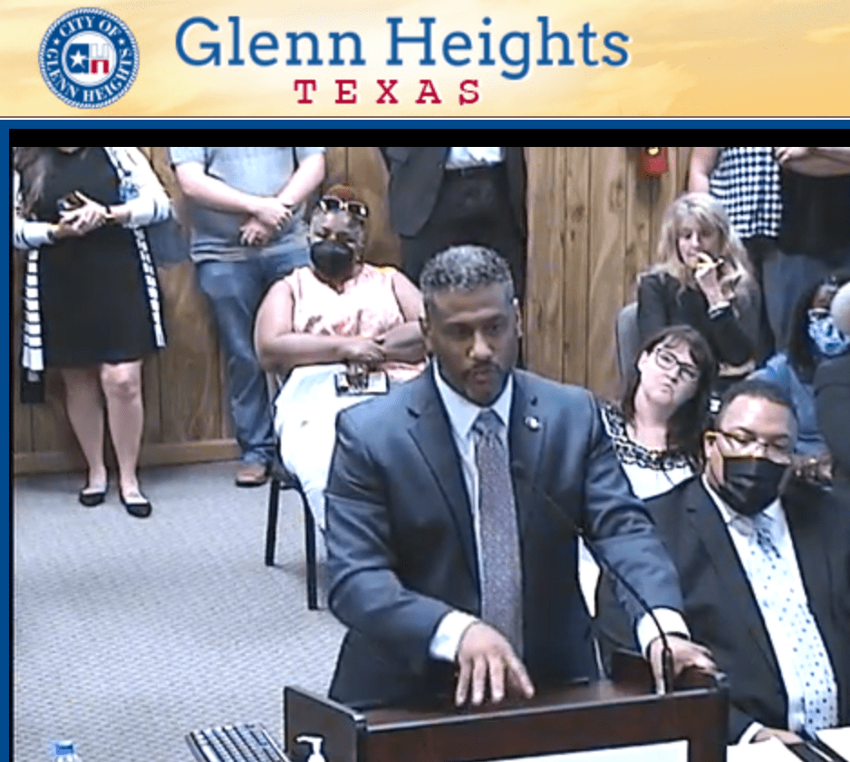 David Hall at Glenn Heights Council meeting