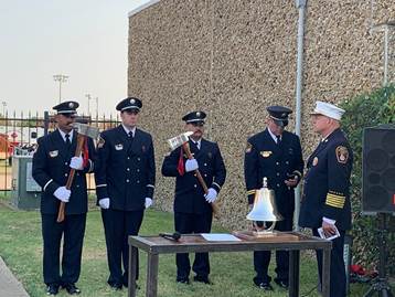 Fire crew ringing bell