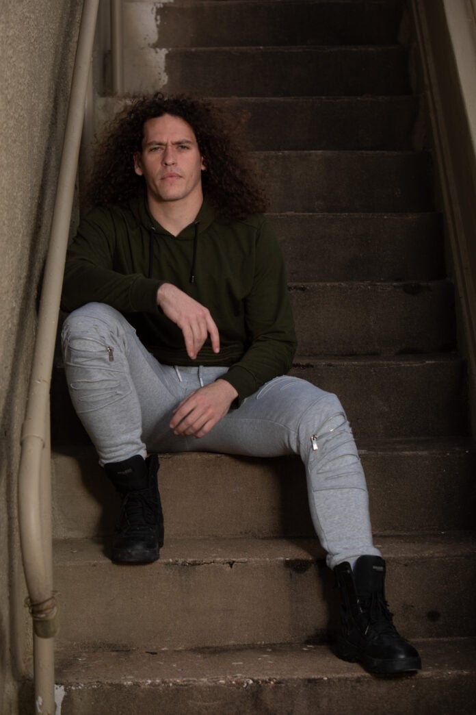 Kolton Pierce on stairs