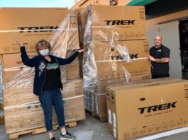 boxes of Trek bikes