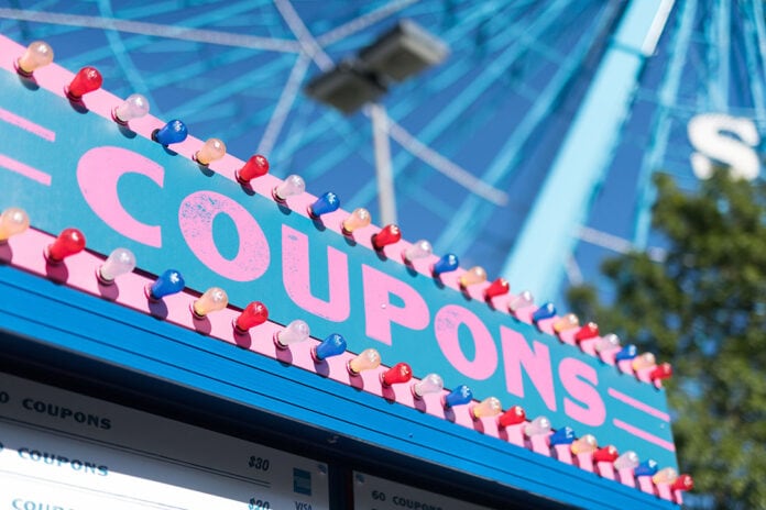 coupons sign at State Fair