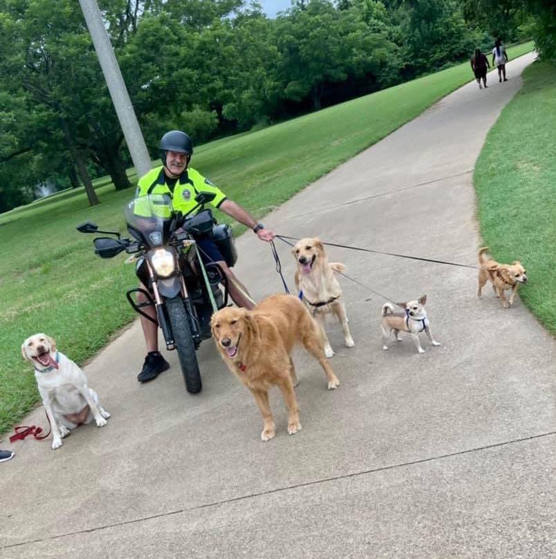 police officer with dogs