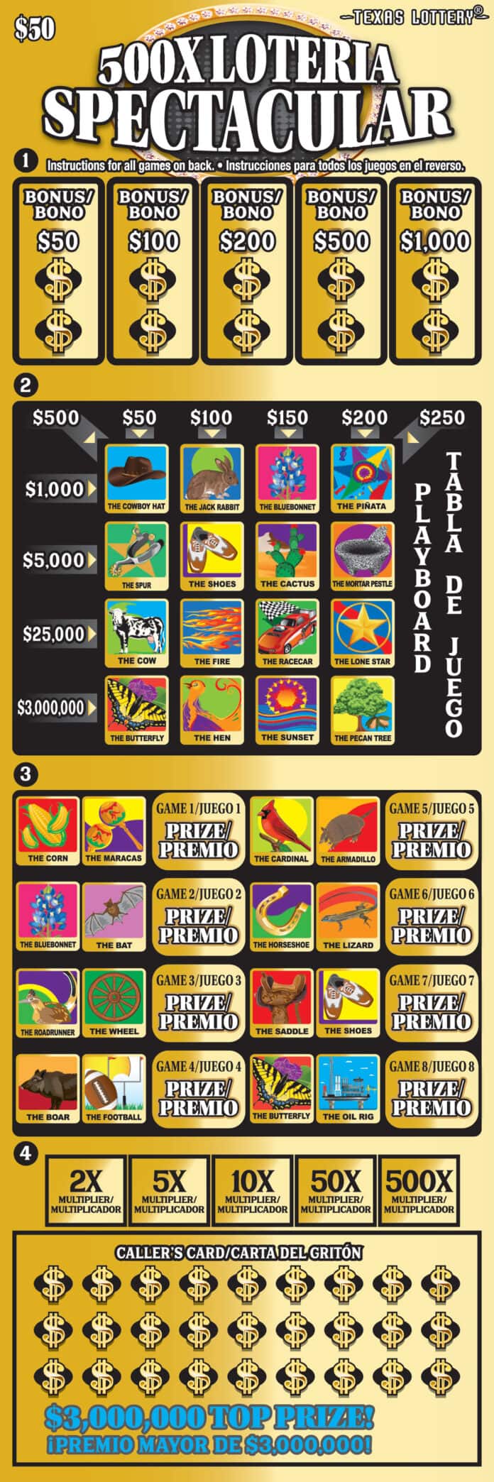 500X Loteria Spectacular ticket