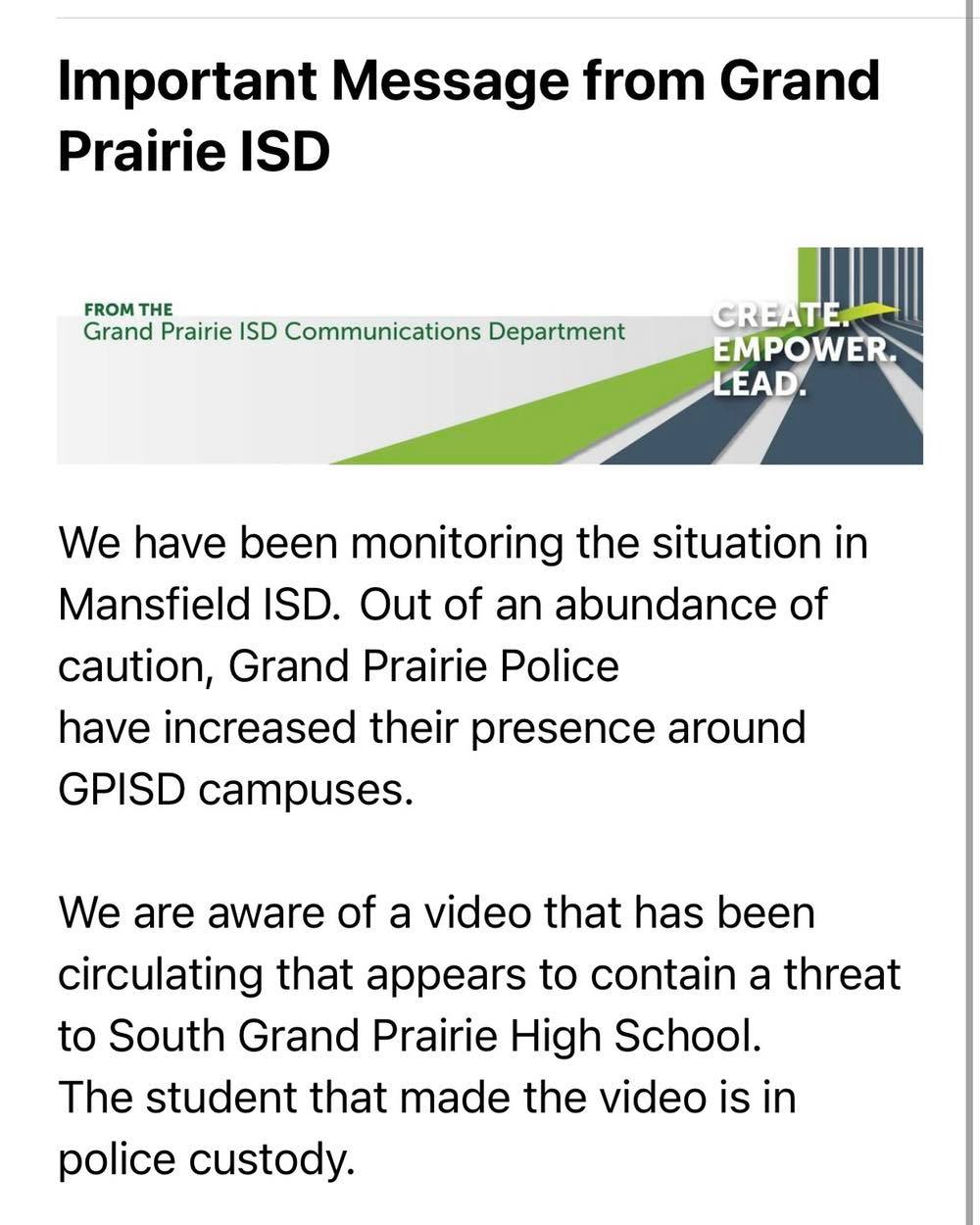 GPISD message