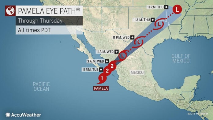 Pamela storm path map