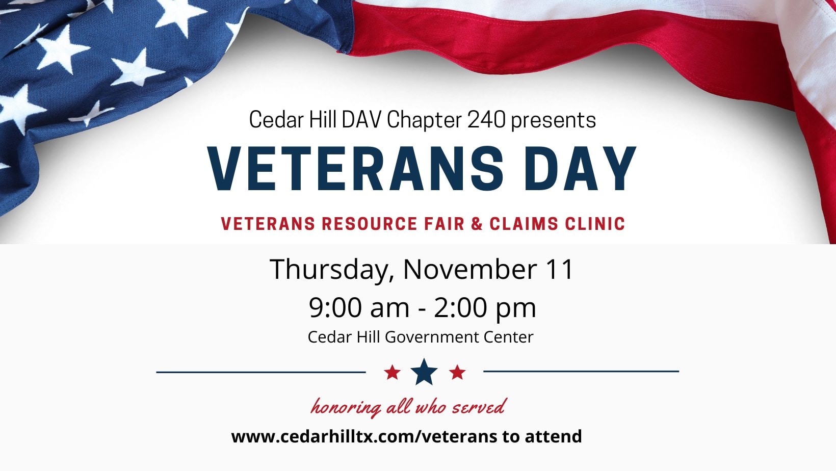 Cedar Hill Veterans Day flyer