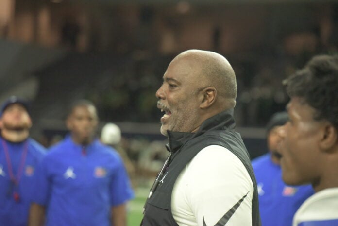 Coach Samples praises his team with a 42-7 win over the Spring Lions.