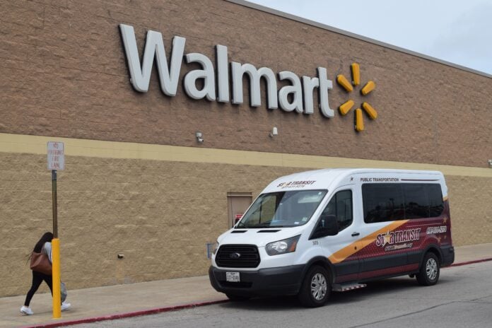 van in front of Walmart