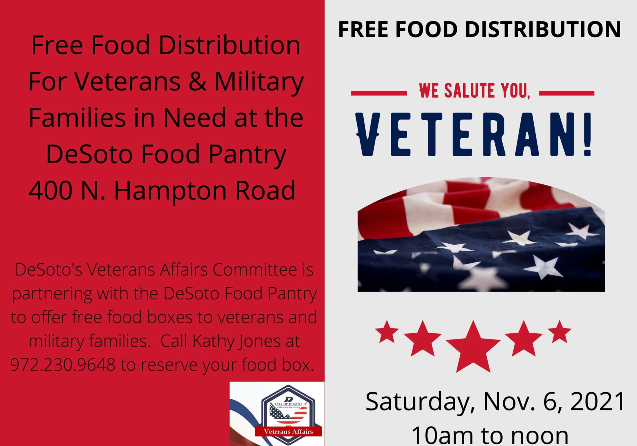 DeSoto Veterans food pantry flyer
