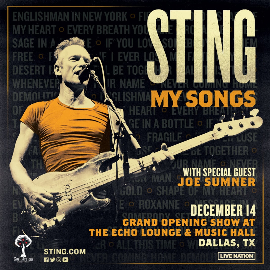 Sting To Perform In Dallas On December 14, Tickets On Sale Friday