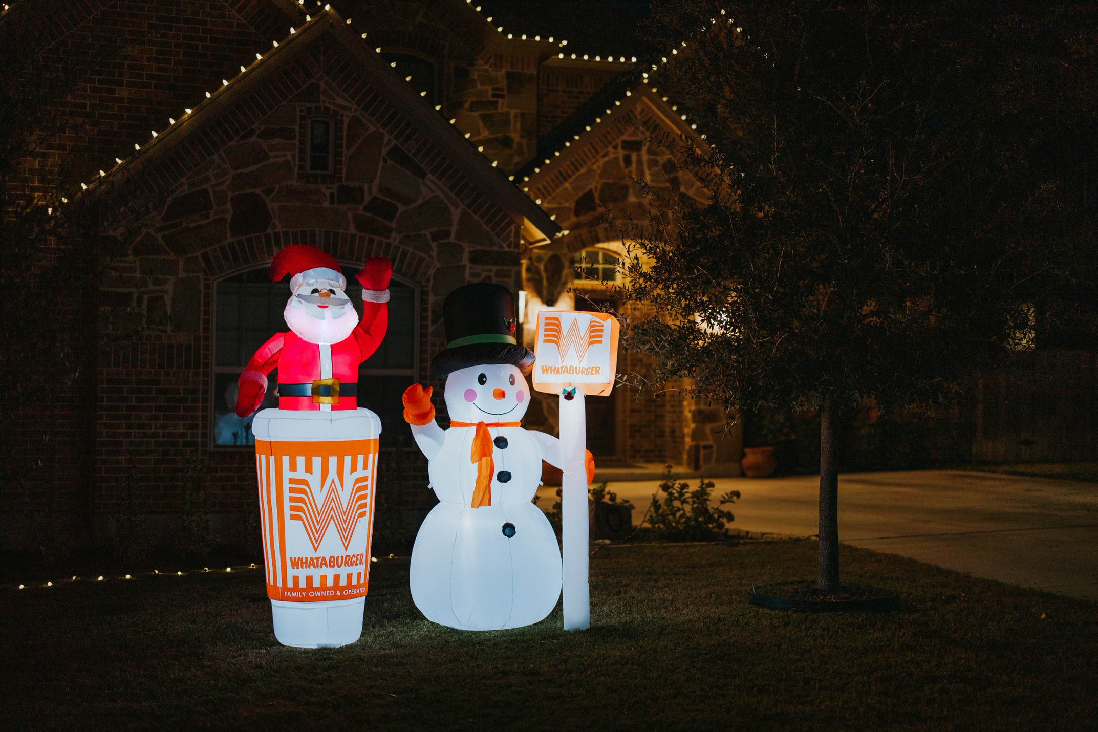 snowman and Santa inflatable