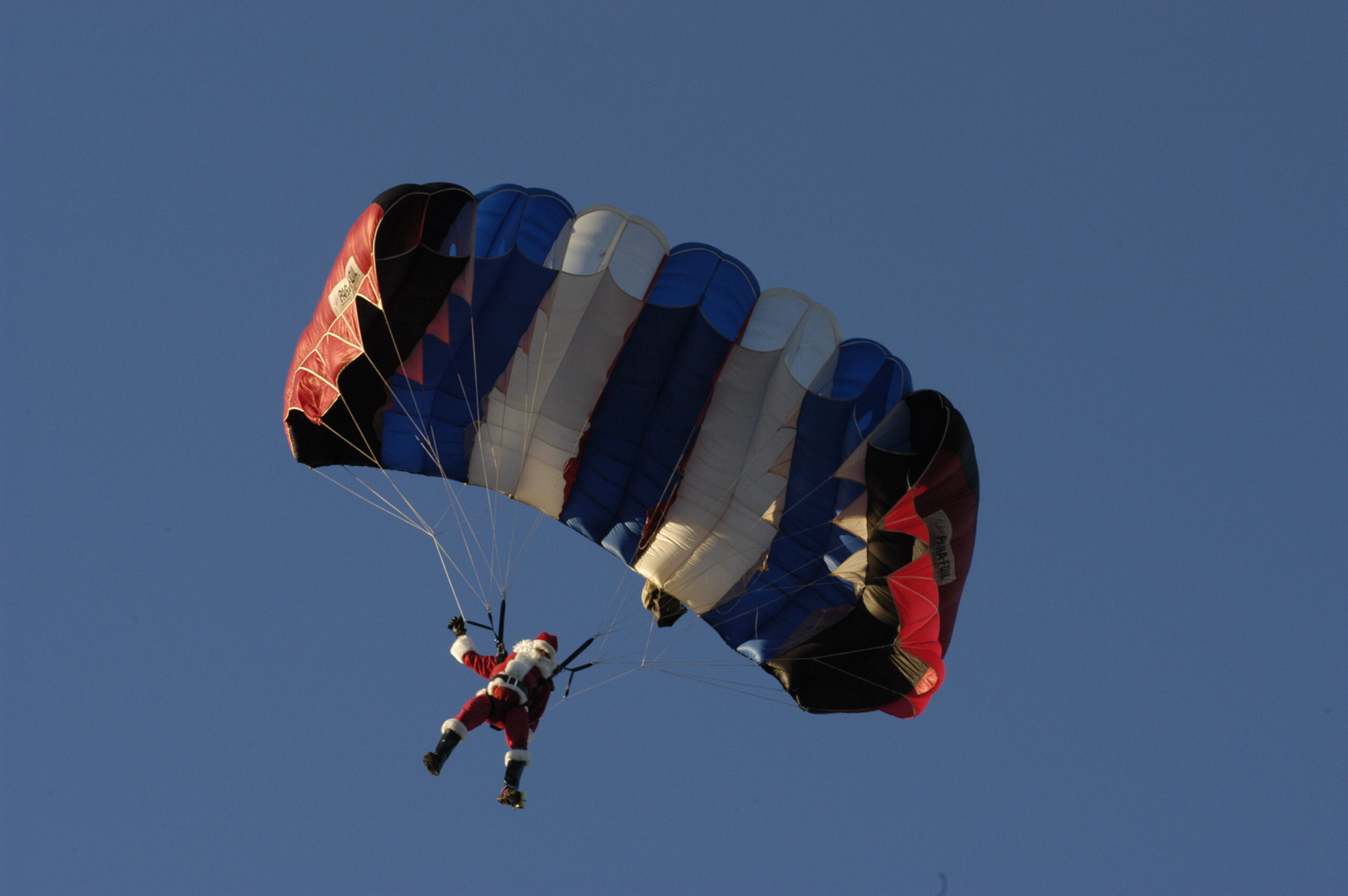 Santa parachuting