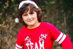 boy wearing Santa hat