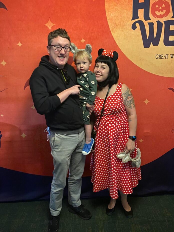 FD Supply Chain story with Tyler, Beckham, Jessica Morgan (2) man and woman holding a child