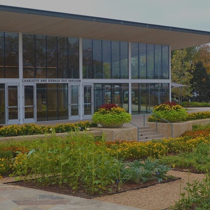 building with flowers outside