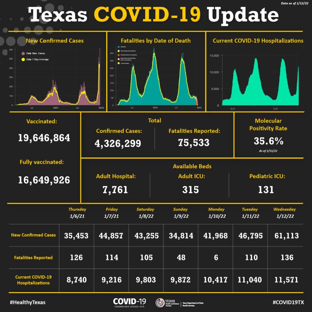 Texas COVID 19 Update January 12
