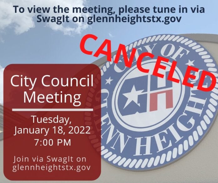 Glenn Heights city council meeting canceled