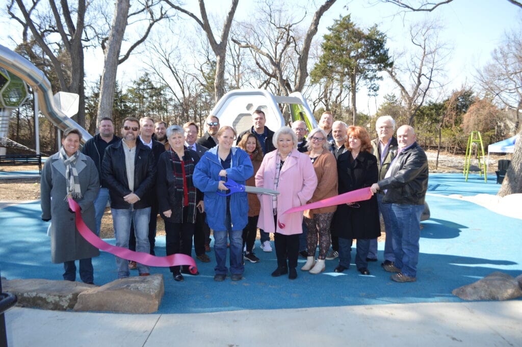 ribbon cutting at park