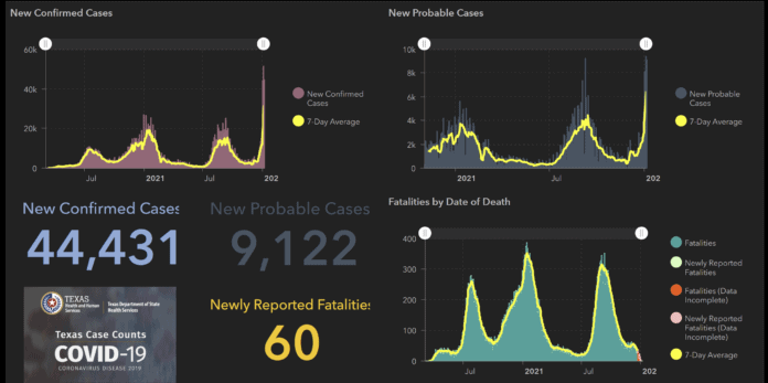 COVID data Texas January 4 2022