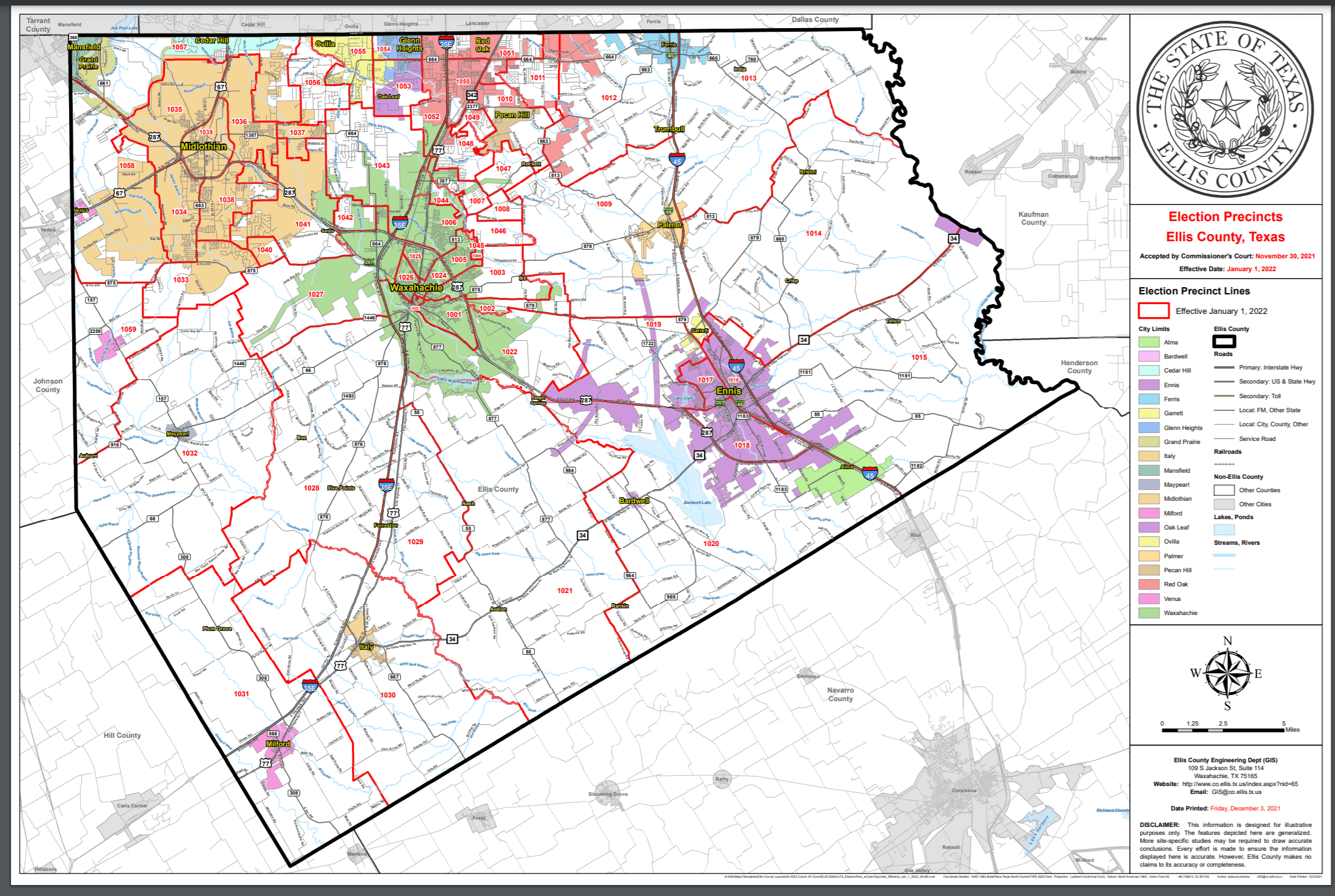 Ellis County election precinct map