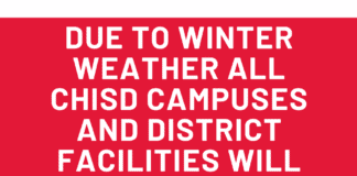 CHISD Announces Early Release Today, No Class Thursday CHISD closure graphic
