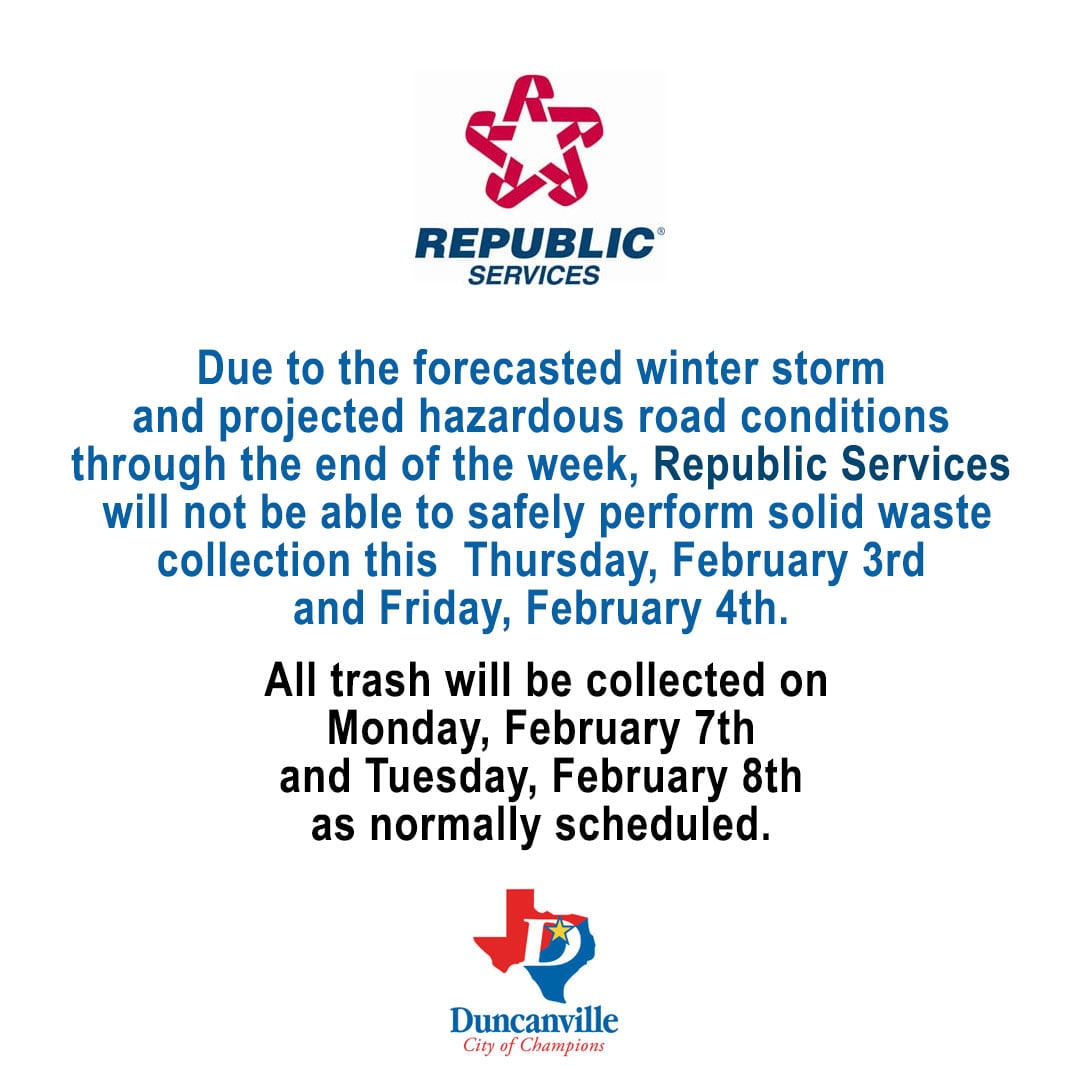 Winter Weather Impacting Trash Collection, City List Focus Daily News