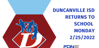 Duncanville ISD Resumes Classes Friday, February 25 Duncanville iSD school resumes graphic