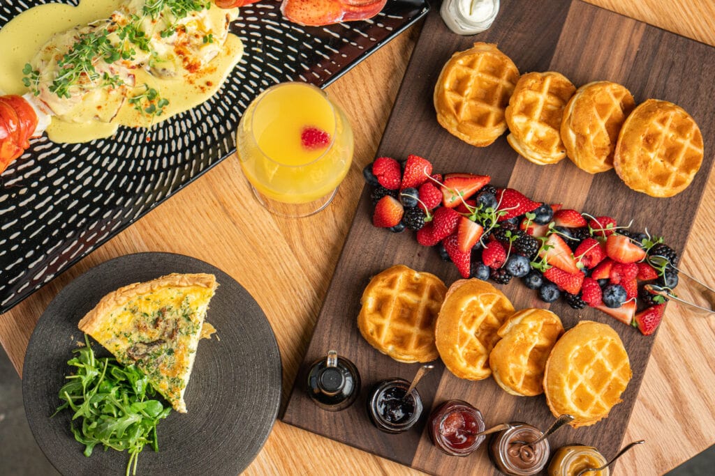 mini waffles and breakfast items