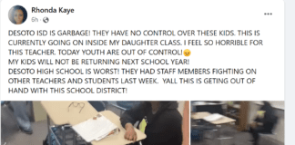DeSoto West Viral Video Shows Chaos in a Classroom facebook status about DeSoto ISD