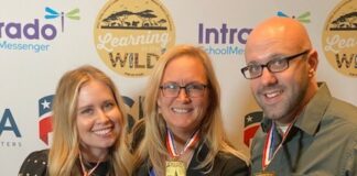 ROISD Communications Team Wins Multiple Top State Awards Two ladies and man with medals