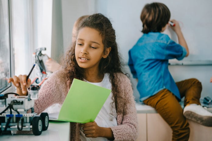 boy and girl in classroom