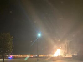 flames from gas pipeline fire