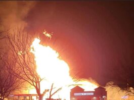 fire burning from gas line