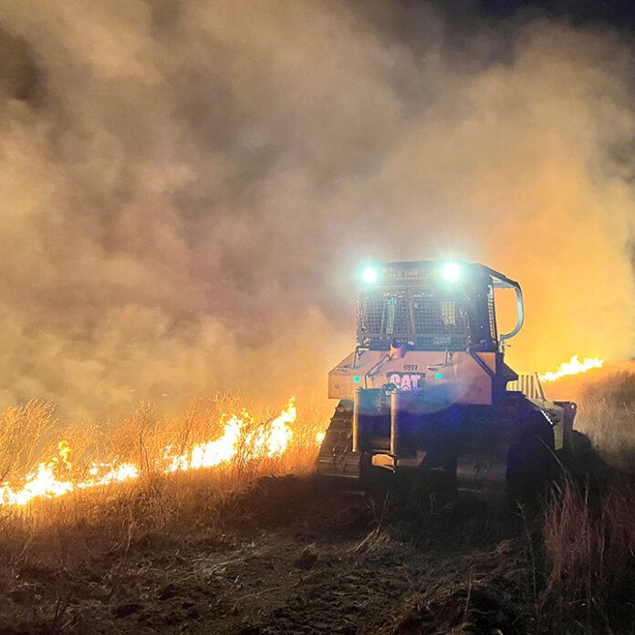 bulldozier fighting flames