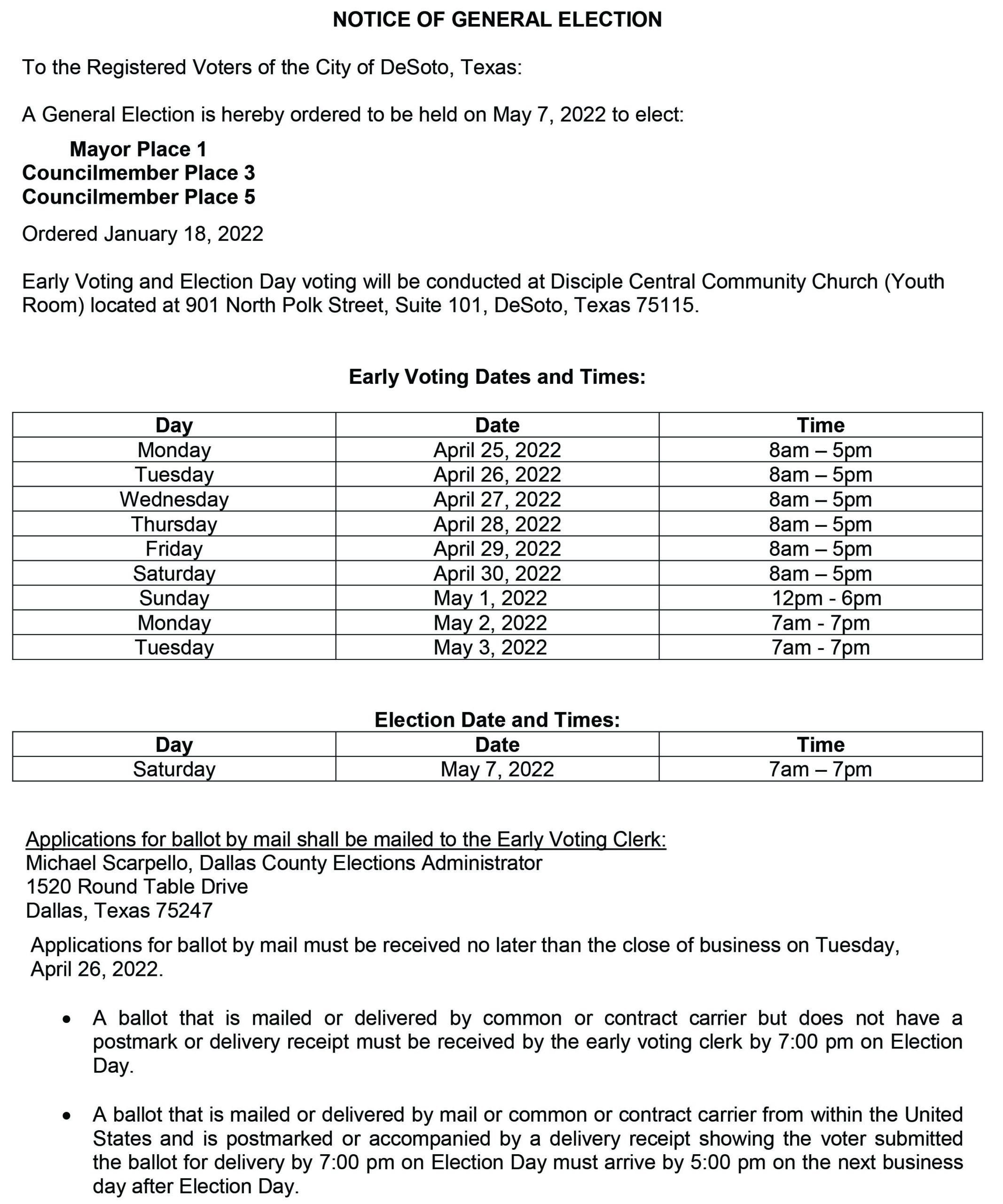 Notice of General Election in City of DeSoto Focus Daily News