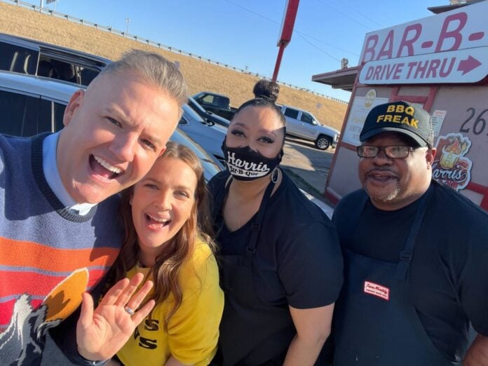 Drew Barrymore at Harris BBQ Cedar Hill