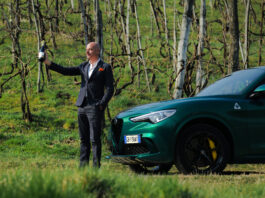 man in front of Alfa Romeo SUV